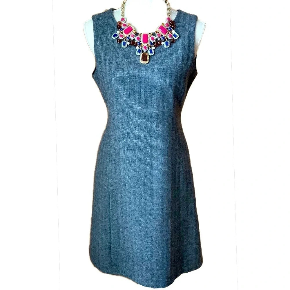 ARITZIA TALULA BABATON Grey Tweed Wool Blend Sleeveless Mini Dress 6